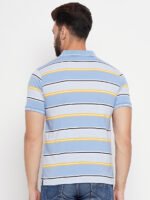 Men's Polo Collar Striper T Shirt Sky Blue - Image 3