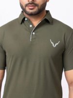 Pack of 2 Men Solid Polo Neck Polycotton Green, Black T-Shirt - Image 3