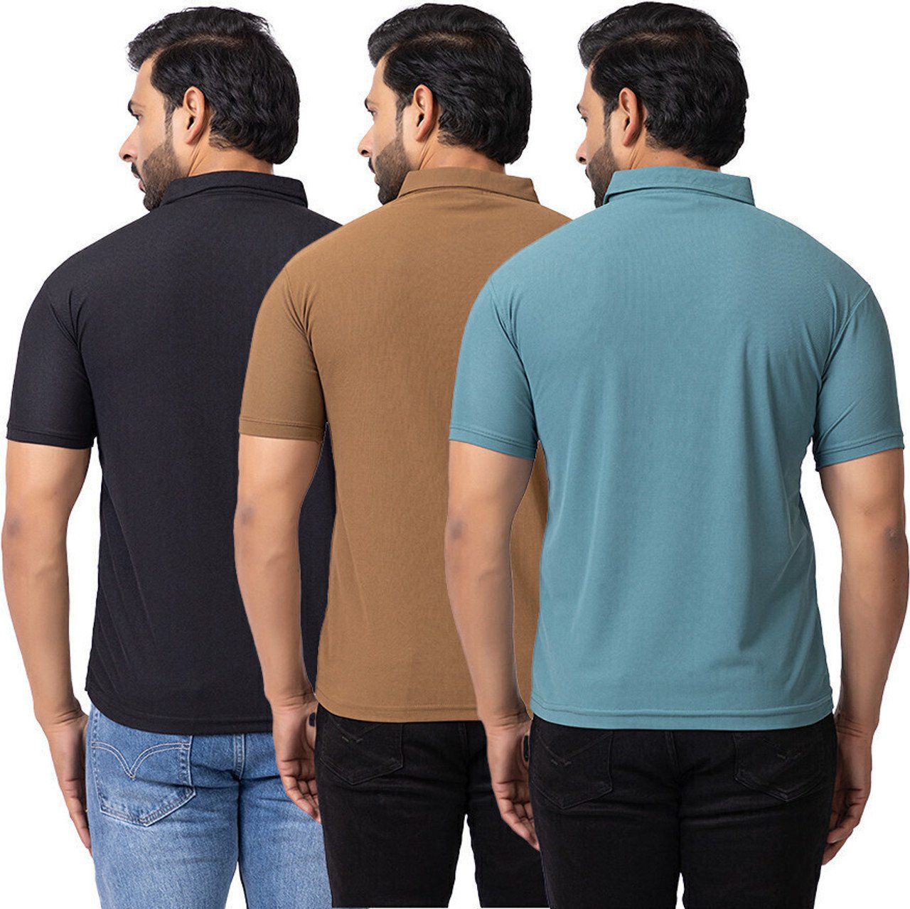 Pack of 3 Men Self Design Polo Neck T-Shirt - Image 2
