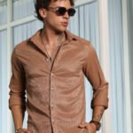Men Regular Fit Self Design Spread Collar Casual Shirt