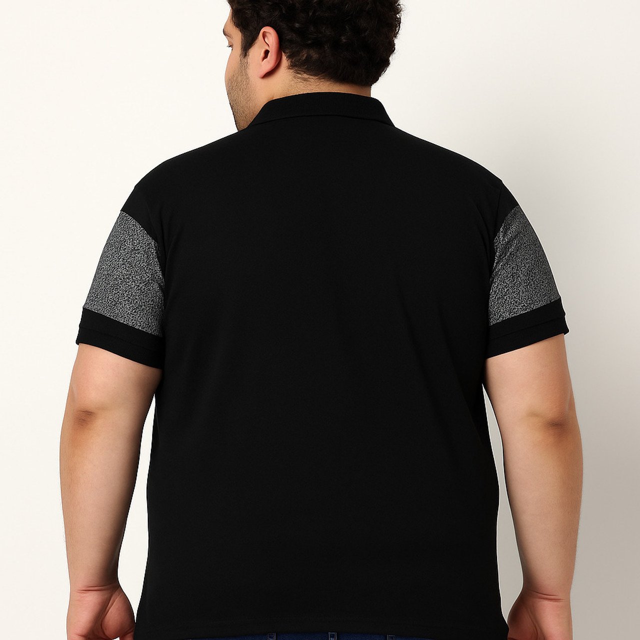 Men Striped Polo Neck Cotton Blend Blue T-Shirt - Image 2