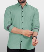 Men Regular Fit Solid Spread Collar Casual Shirt - Image 2