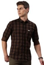 Men Small Checkered Slim Fit Cotton Casual Shirt - Image 4