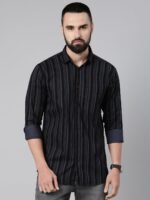 Men's Standard Slim Fit Striped Pure Cotton Casual Shirt