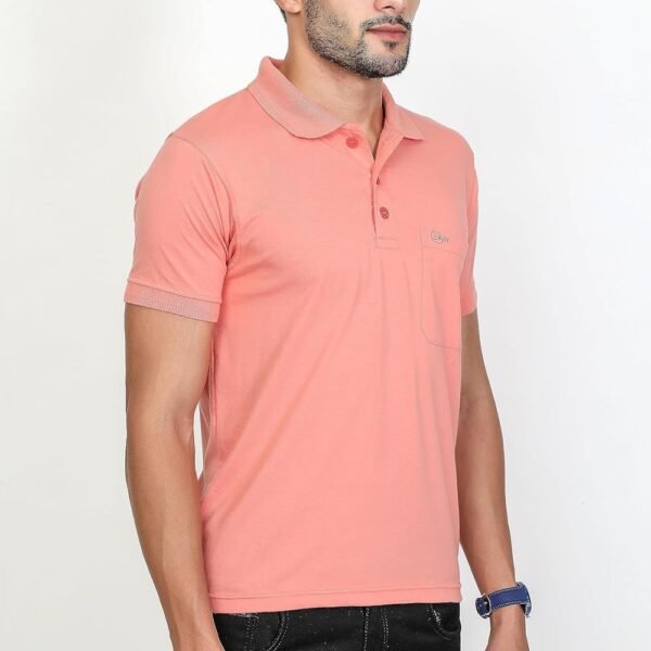 Plain Collar T-shirt Cotton Rich Fabric with Pocket for Men's