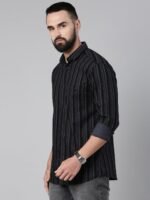 Men's Standard Slim Fit Striped Pure Cotton Casual Shirt - Image 2