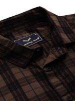 Men Small Checkered Slim Fit Cotton Casual Shirt - Image 3