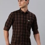 Men Small Checkered Slim Fit Cotton Casual Shirt