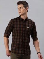 Men Small Checkered Slim Fit Cotton Casual Shirt