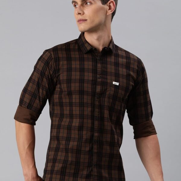 Men Small Checkered Slim Fit Cotton Casual Shirt