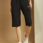 Women's Solid Black Capris