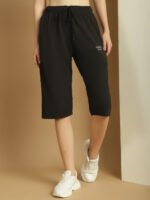 Women's Solid Black Capris