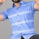 Men Regular Fit Striped Spread Collar Casual Shirt