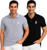 Pack of 2 Men Solid Polo Neck Polycotton Multicolor T-Shirt
