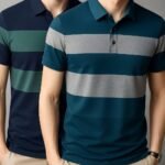 Striped Polo T-Shirt Pack of 2 | Regular Fit Cotton Blend Half Sleeve Collar T-Shirts | Comfortable & Breathable Fabric | Casual, Polo for Men